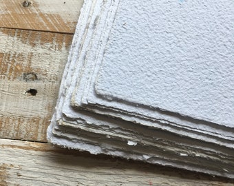 PREORDER White handmade recycled paper by the sheet A7, A6, A5, business cards