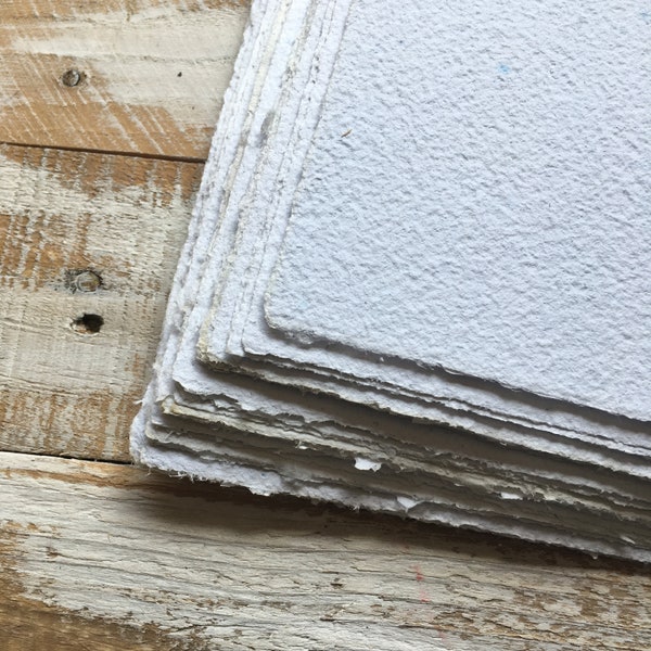 PREORDER White handmade recycled paper by the sheet A7, A6, A5, business cards