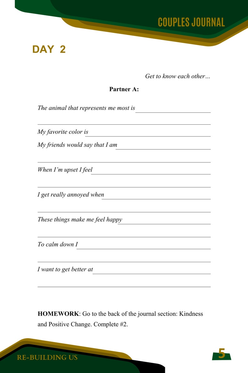 Couples Workbook And Journal : Exercises For Couples Therapy, Printable Workbook For Broken Marriages, Journal For Troubled Relationship image 3