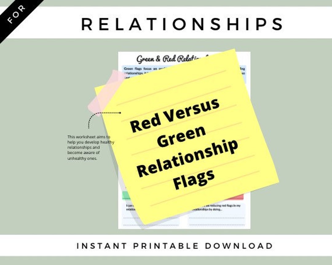 Relationship Green Versus Red Flag Metal Health Worksheet for Building
