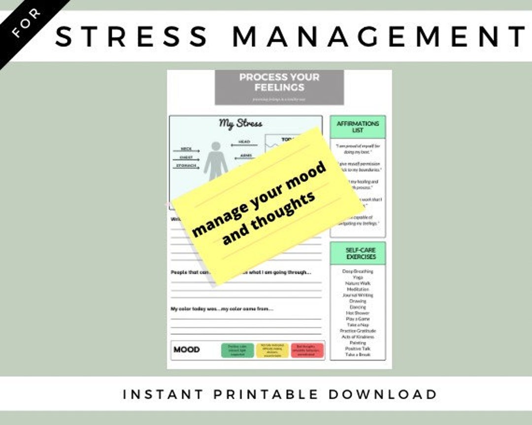 Processing Feelings Printable Download Therapy Selfhelp Worksheet for
