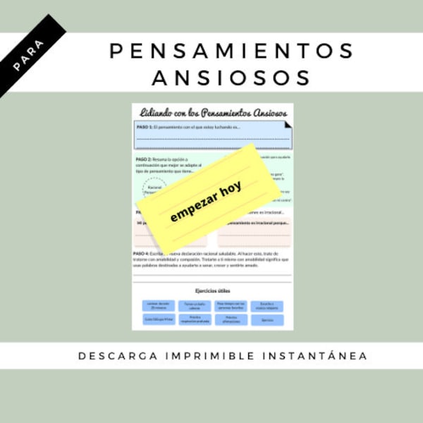 Ejercicio Para Lidiando con los Pensamientos Ansiosos: Para La Salud Mental