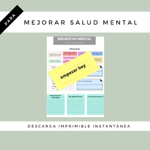 Hoja de Trabajo de Regulación Emocional de Salud Mental Imprimible. Rastreador semanal de salud mental para el autocuidado.