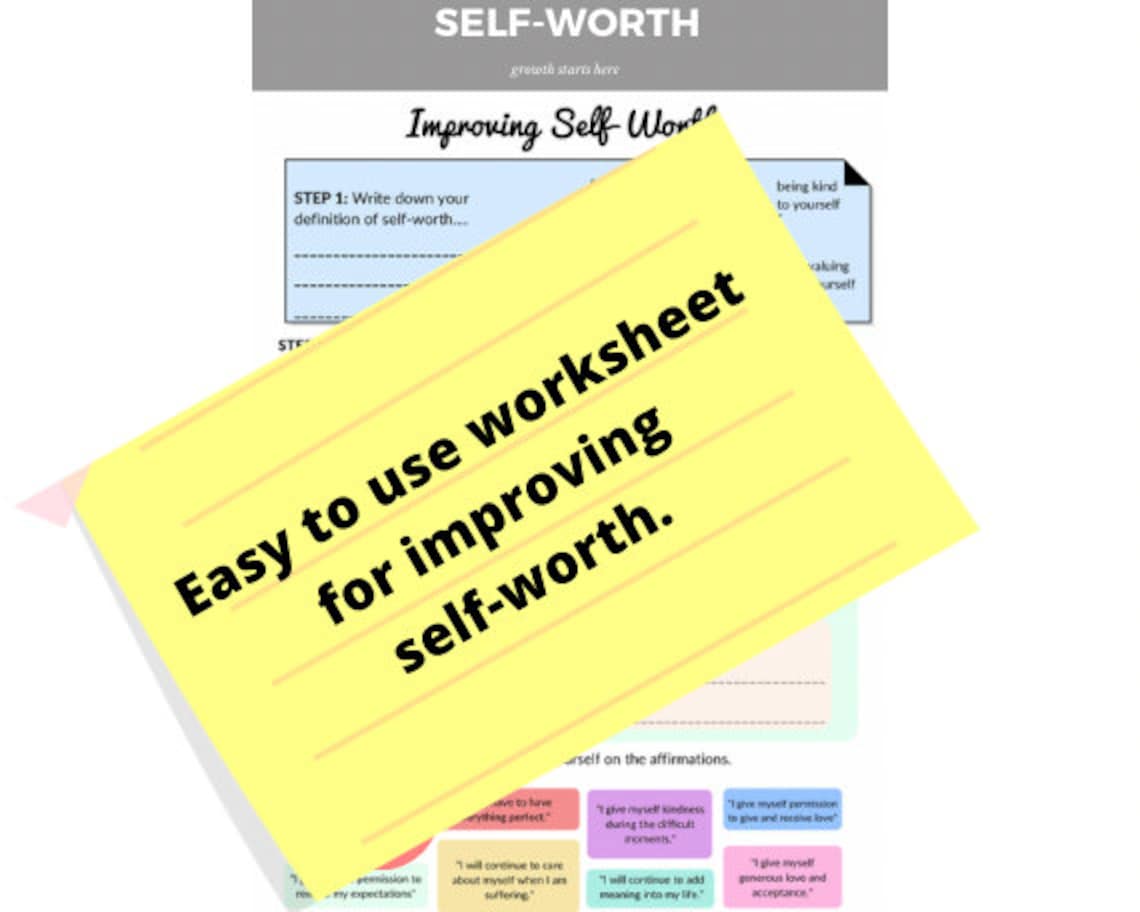 Self-worth Therapy Worksheet for Improving Mental Health Daily
