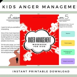 Kids Anger Workbook 64 Pages: Printable Anger Therapy Workbook Teaching Kids To Process Emotions Use Calming Exercises And Coping Skills