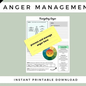 Anger Management Worksheet For Processing Anger And Challenging Emotions: Printable Mental Health Anger Exercises To Process Feelings