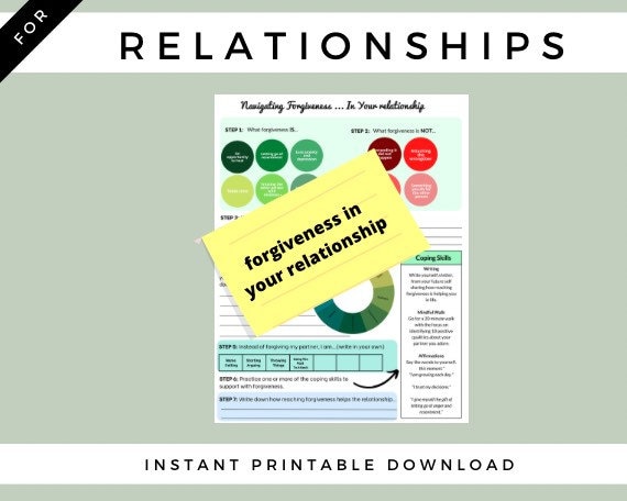 Relationship Forgiveness Worksheet Helping Couples Heal And Work To Build A Healthy Relationship: Printable Relationship Worksheet