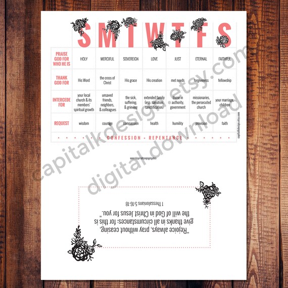 Prayer Guide Daily Calendar Printable Floral Motif - Etsy