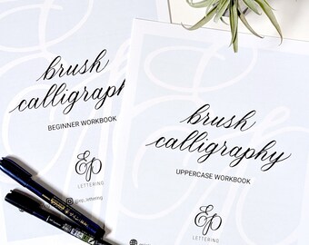 Brush Calligraphy Bundle (2 PDFs) - Includes 'Brush Calligraphy - Beginner Workbook' + 'Brush Calligraphy - Uppercase Workbook'