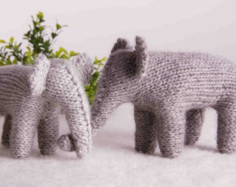 Knitted Grey Elephant, Waldorf toys, handmade elephant, stuffed animals, soft elephant gift for baby