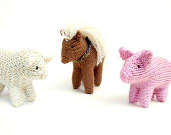 Knitted Farm Animals, Baby Toy, Baby Gift, Nursery decor, Baby Shower, Toddler Toy, gift for kids, organic baby, Waldorf toy