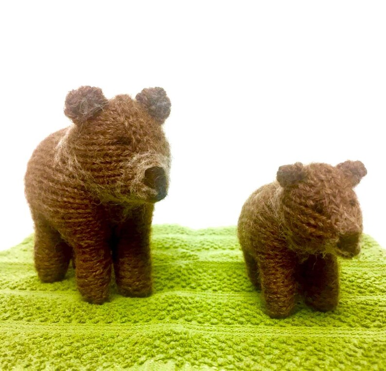 Knitted Mom and Son Grizzly Bears, Handmade Mother gift, Natural gift for mom, Soft Bears toys, Brown bears for babies, Nursery gift, Bears image 4