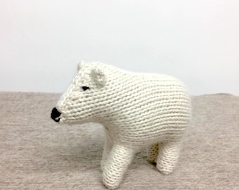 Knitted Polar Bear and Black Bear, Canadian knitted Bears, Stuffed Bears toy for babies, Soft Polar bear for gift, Minimalistic toys for kid