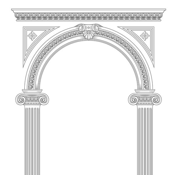 Classical arch set with Greek Ionic columns Ionic capital eps, svg, pdf, eps, png, templates, architecture, contour coloring engraving