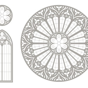 Gothic old window set. Cathedral Window Laser cut Files.  3 jpeg + SVG+EPS+PDF. Stained glass window