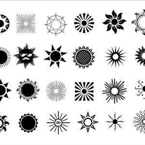 Set  sun symbols , sun svg, star, pdf ,vector silhouettes, eps, png, templates, digital sticker, emblem, logo