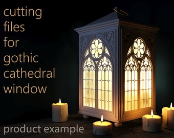Gothic window file for cutting machine. Cathedral Window Laser cut Files. All formats!  pdf, png, eps, jpeg, dwg, svg. Stained glass window.