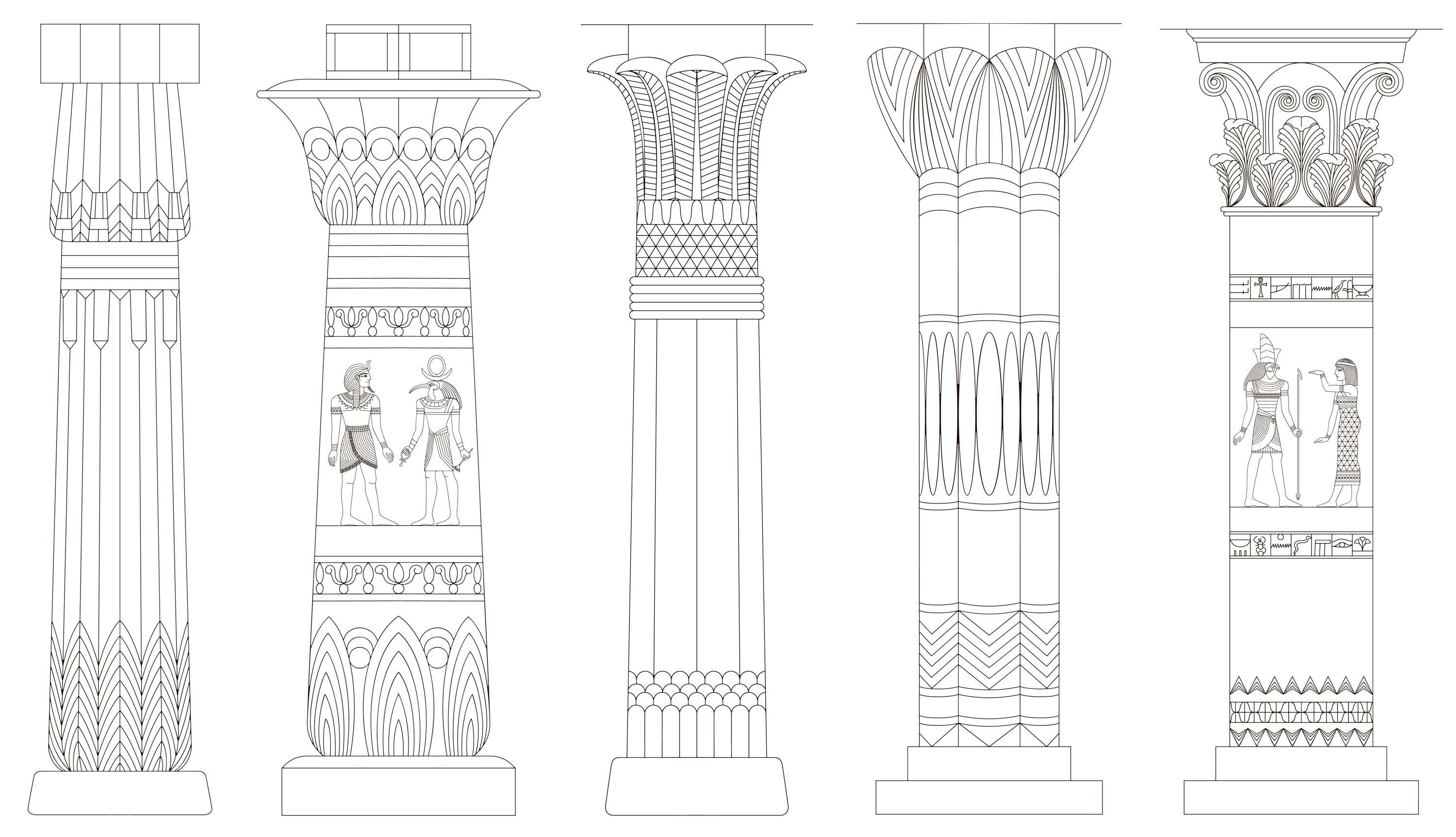 Set of Outline Ancient Egyptian Columns - Etsy