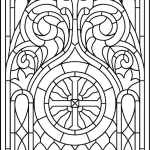 Plantillas de vidrieras góticas. Arquitectura de vidrieras. ¡Todos los formatos! PDF, PNG, EPS, JPEG, DWG, SVG. Vidrieras.