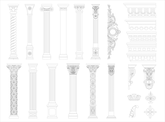 Gothic Column Vector Art, Architecture Templates (Digital Download)