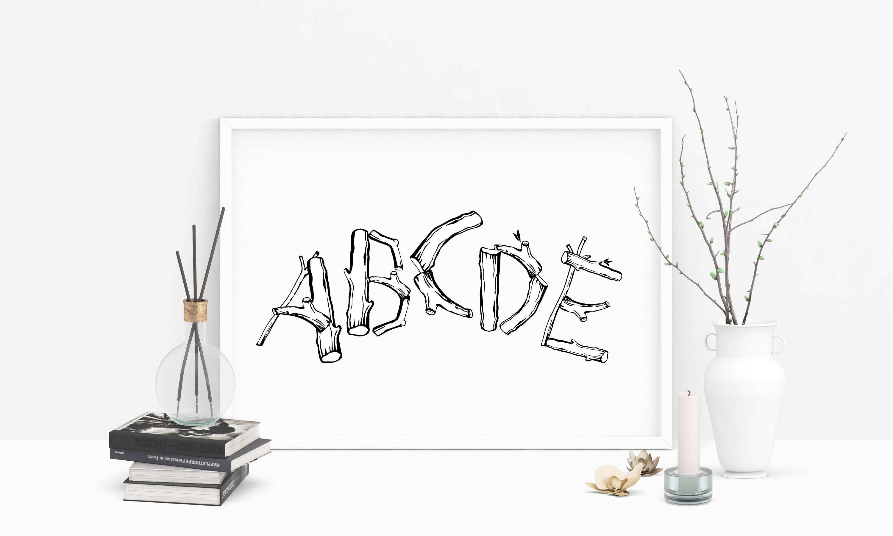 Branch and Stick Alphabet Font Clipart (digital Download) - Etsy