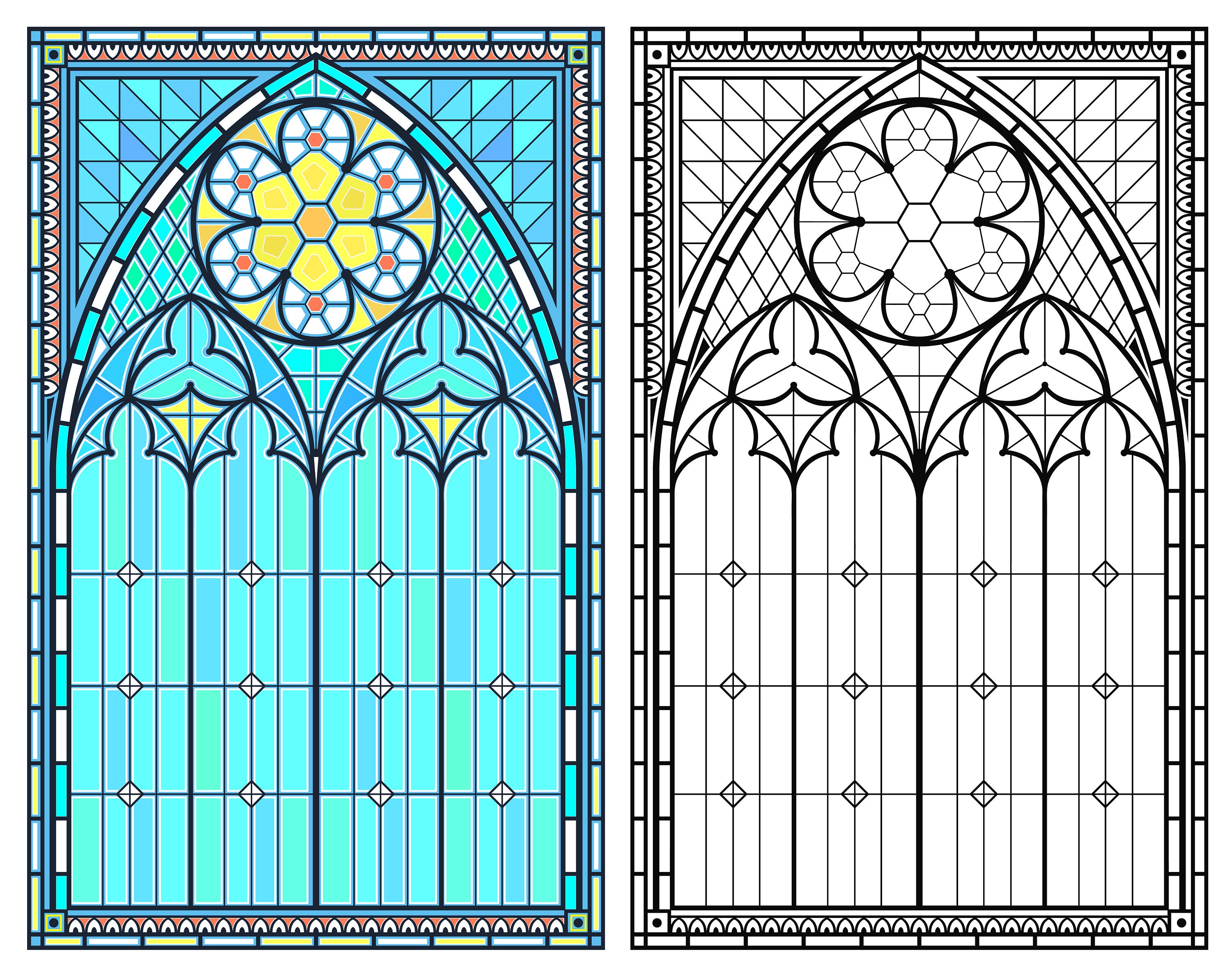 Gothic Window Set Templates. Cathedral Window Architecture. All Formats