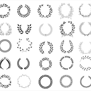 Set 25 ! laurel wreaths symbols , laurel svg, wreaths, pdf ,vector silhouettes, eps, png, templates, digital sticker, emblem, logo