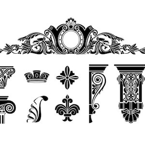 Set  capitals column symbols  vintage, vector silhouettes, eps, png, pdf  templates,  sticker, emblem, logo, classic, architecture