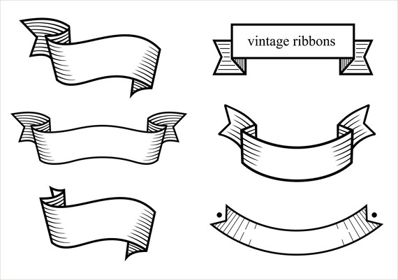 Download Set vintage ribbons symbols ribbons svg star pdf vector | Etsy