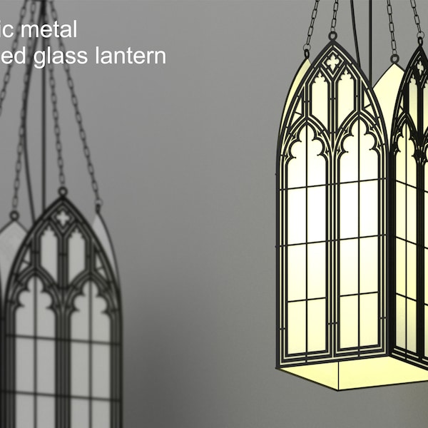 Gothic lantern for cutting machine. Cathedral Window Laser cut Files. All formats!  pdf, png, eps, jpeg, dwg, svg. Stained glass window.