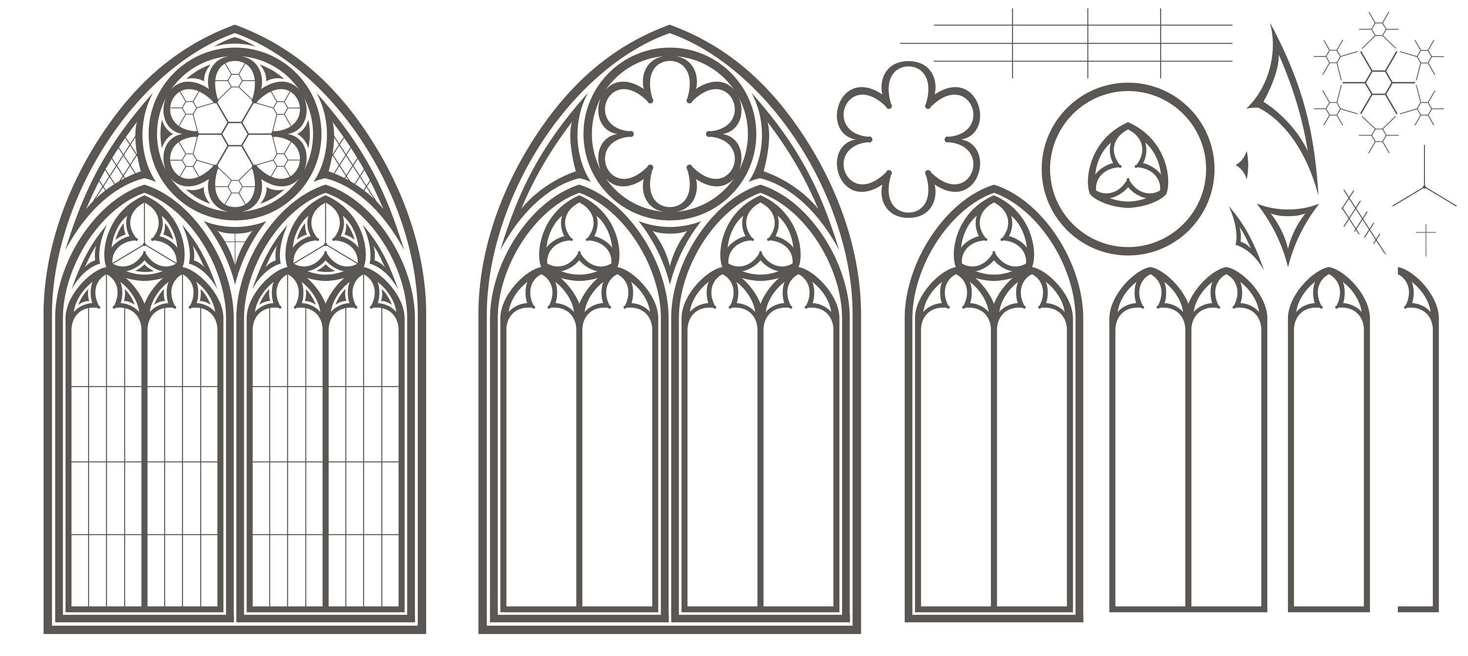 Gothic Window Set Templates. Cathedral Window Laser Cut Files. Etsy