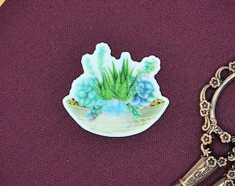 Sukkulenten Übertopf Nadelhalter, Magnet, Anstecknadel: Kaktus, Haus Pflanzengarten, Kanalisation, Stickerei, Kreuzstich, Diamantmalerei Magnet, Kühlschrank