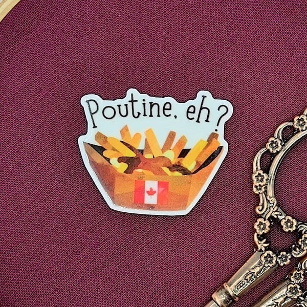 Poutine naald minder, magneet, pin: canada eh?, Canadees eten, friet en jus, borduurwerk, keeper, accessoire, kruissteek cadeau, magnetische