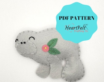 Manatee PDF Pattern, template, tutorial: Make it yourself * sewing project * christmas ornament * keychain * bag charm * doorknob decor