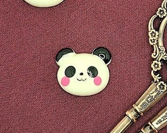 Panda needle minder in resin: cute, smiling bear, needle minder, sewist gift, embroidery, needle keeper, magnetic, sewing accessory