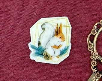 Needle minder, magnet, pin: red squirrel, forest woodland, geometric, floral, nature, embroidery, quilter, needle keeper, accessory, gift