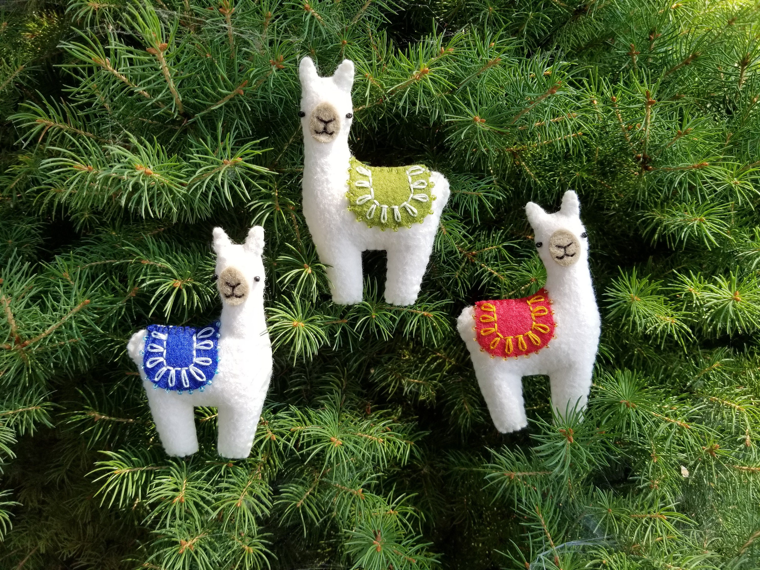 Llama ornament: hanging decoration, alpaca decor, wool felt, Christma…