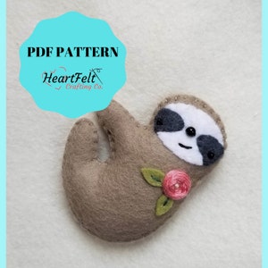 Sloth PDF Pattern, template, tutorial: Make it yourself * sewing project * christmas ornament * keychain * bag charm * doorknob * keepsake