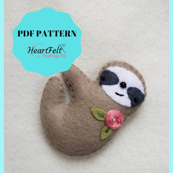 Sloth PDF Pattern, template, tutorial: Make it yourself * sewing project * christmas ornament * keychain * bag charm * doorknob * keepsake