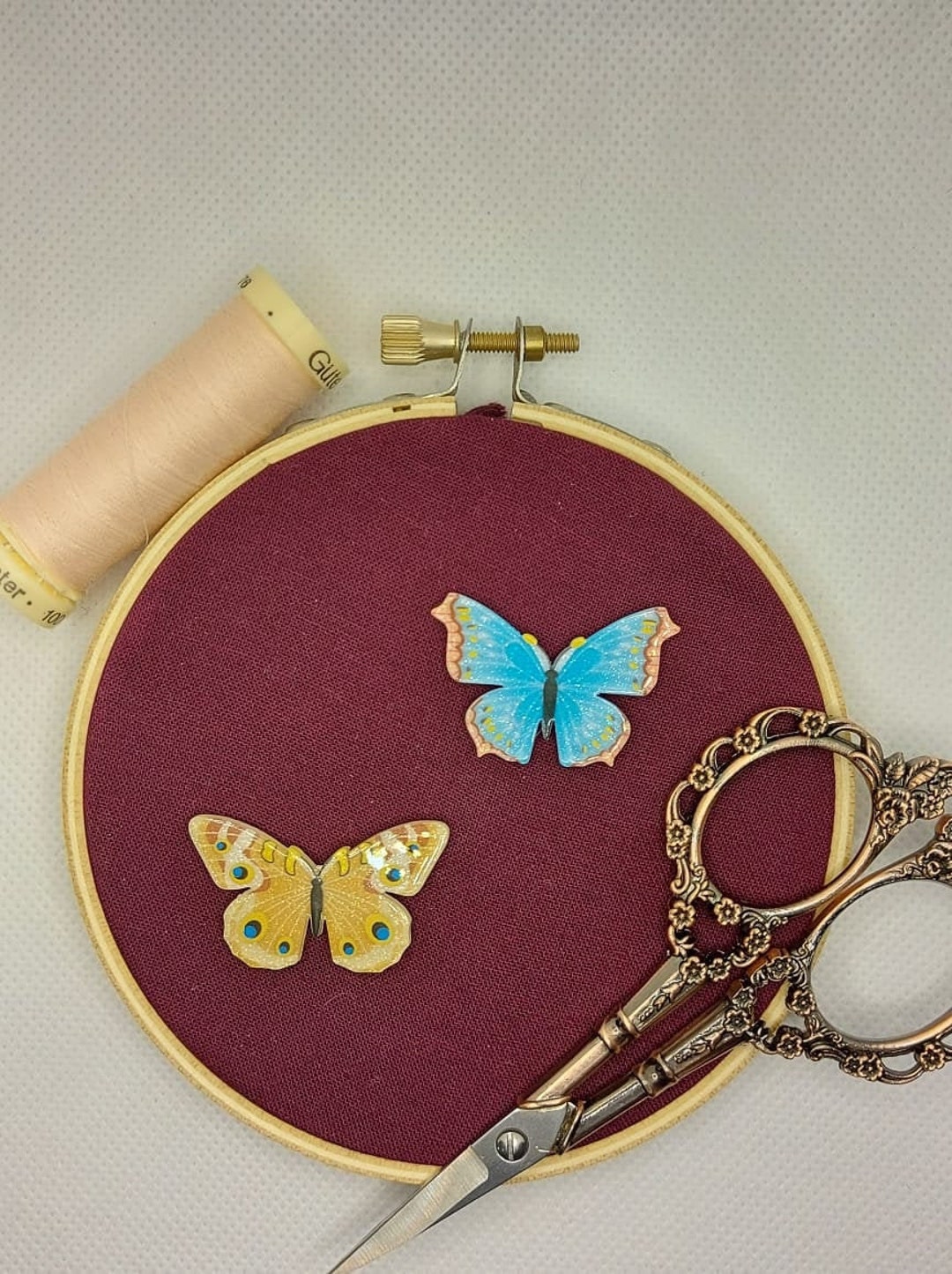 Nadelhalter Mit Holzsockel - Halbkreisförmiges Nadelkissen Für DIY Stickerei Blau