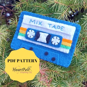 Retro Cassette Tape PDF Schnittmuster, Nähanleitung, Nähanleitung: Mix Tape, zum selber nähen, pop art, Christbaumschmuck, Schlüsselanhänger, Tasche