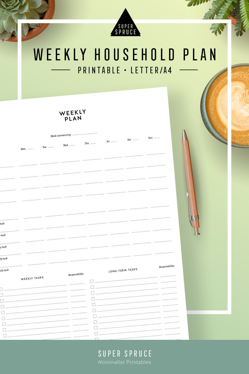 Druckbare Wochenplaner Haushalt Wand Aufgaben Plan Fur Etsy