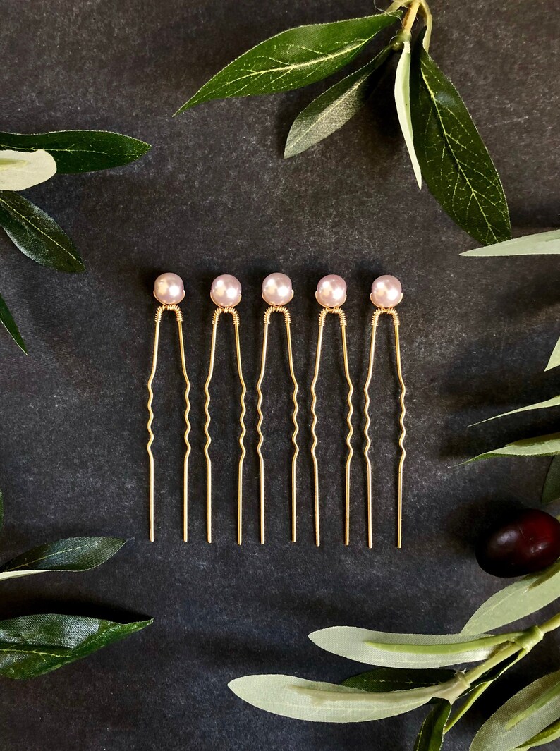 Bridal Headpiece Pale Violet Pearl Hairpins Gold Hairpiece Bridal Hairpins 3+ Up-do Pins Purple Wedding Pins Lilac Pearl Hair Pins