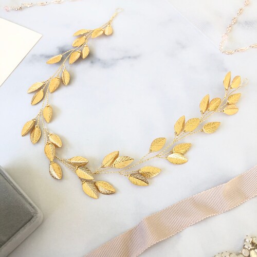 Boho Gold shops Bridal Hair Vine | Custom Vine Hairpieces, Bridal Hair Accessory, Ribbon Headband, Boho Braid Vine, Bridal Hairpiece