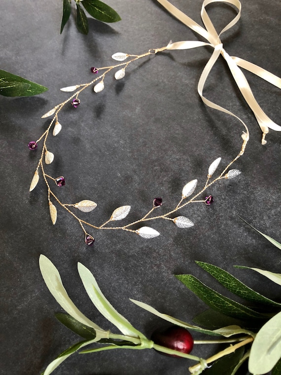 Amethyst Silver Vine For Short Hair Vine Hairpieces Short Etsy