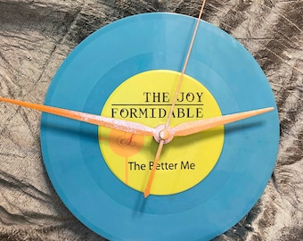 The Joy Formidable Record Clock - "The Better Me" sky blue 7" vinyl with custom peach glitter hands by TIME WARP