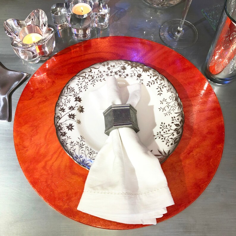Tangerine Orange Wood Chargers / Round Placemats Shimmering Etsy