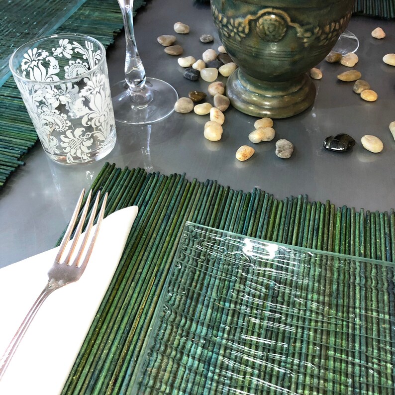 Spruce Green Bamboo Placemats Appx 11.5 X 18 Handmade of Etsy