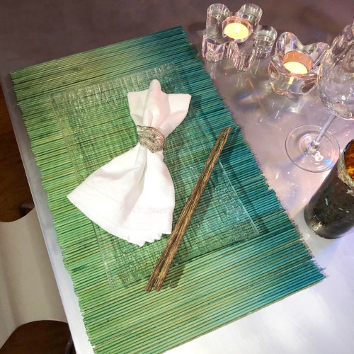 Spruce Green Bamboo Placemats Appx 11.5 X 18 Handmade of Etsy