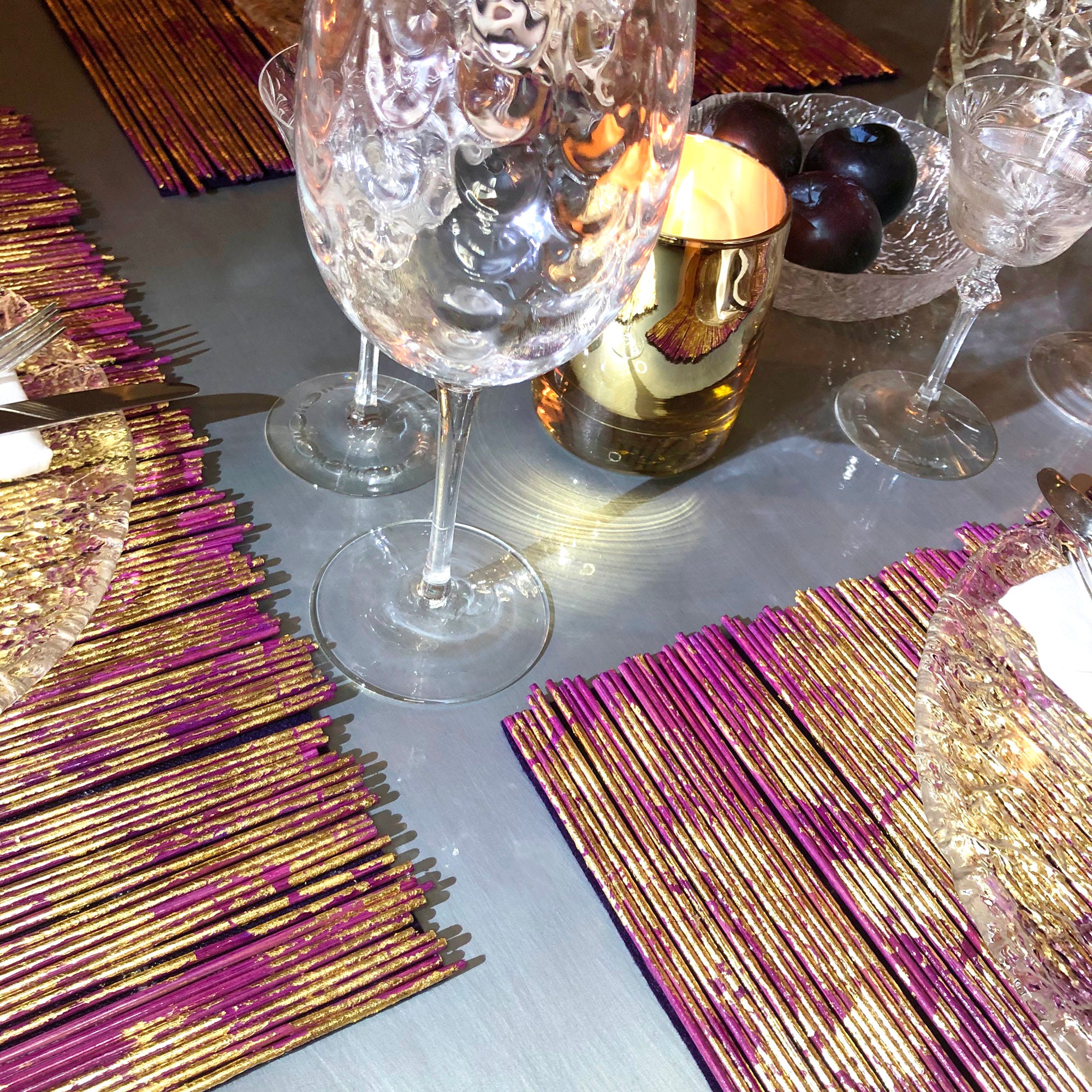 Gilded Plum Placemats Handmade of Natural Bamboo Gold Leaf Etsy